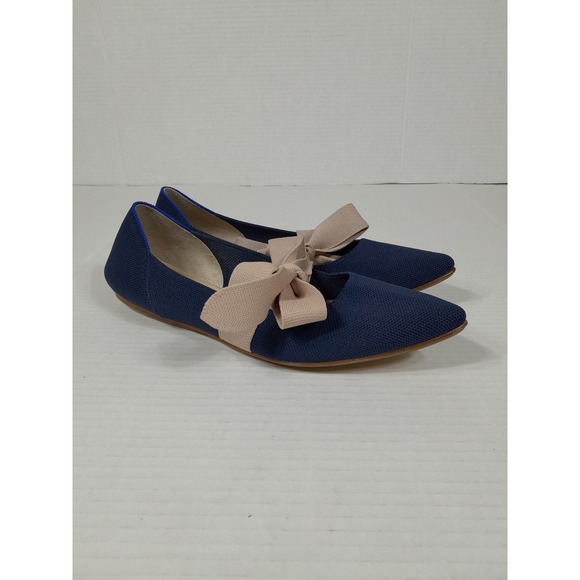 Rothys Shoes Mary Jane Point Toe Bow Blue Sapphire Flats Women Sz 9.5 - Picture 14 of 14